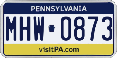 PA license plate MHW0873