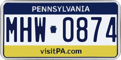 PA license plate MHW0874