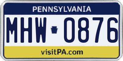 PA license plate MHW0876