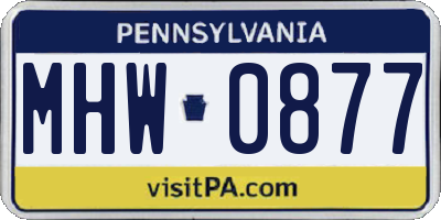 PA license plate MHW0877