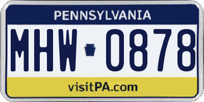 PA license plate MHW0878