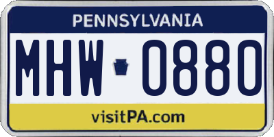 PA license plate MHW0880