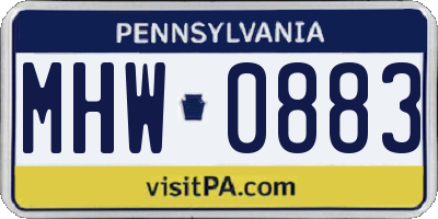 PA license plate MHW0883