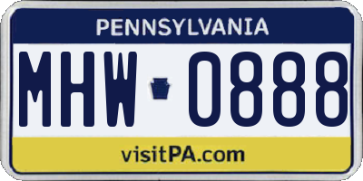 PA license plate MHW0888