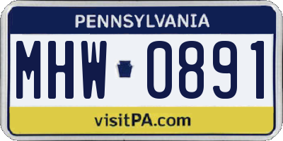PA license plate MHW0891