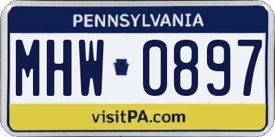 PA license plate MHW0897
