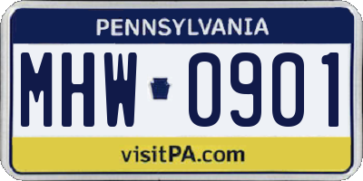 PA license plate MHW0901