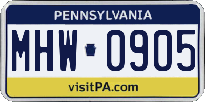 PA license plate MHW0905