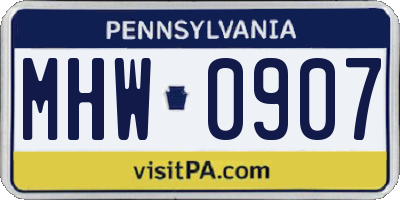 PA license plate MHW0907