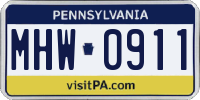 PA license plate MHW0911