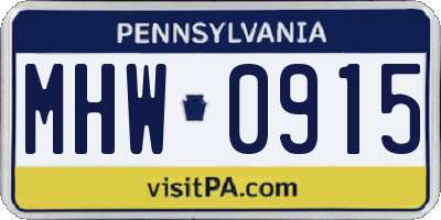 PA license plate MHW0915