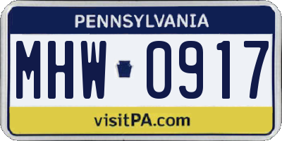 PA license plate MHW0917