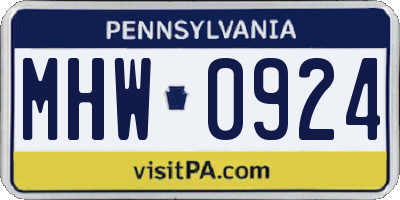 PA license plate MHW0924