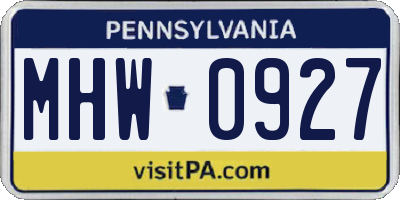 PA license plate MHW0927