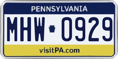 PA license plate MHW0929