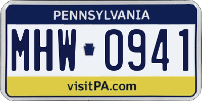 PA license plate MHW0941