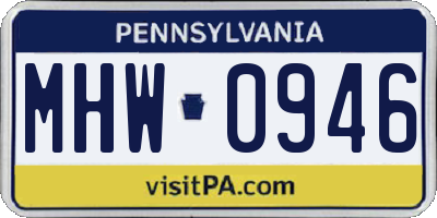 PA license plate MHW0946