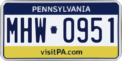 PA license plate MHW0951