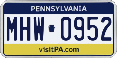 PA license plate MHW0952
