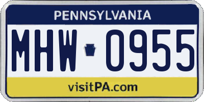 PA license plate MHW0955