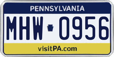 PA license plate MHW0956