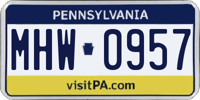 PA license plate MHW0957