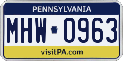 PA license plate MHW0963