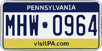 PA license plate MHW0964