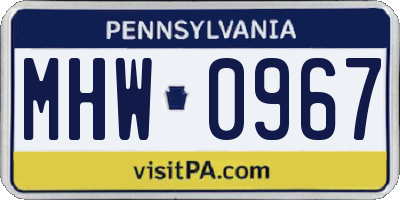 PA license plate MHW0967