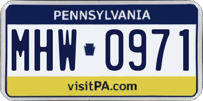 PA license plate MHW0971