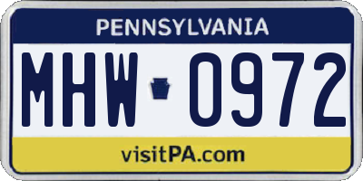 PA license plate MHW0972