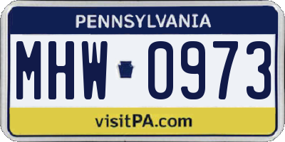 PA license plate MHW0973