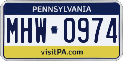 PA license plate MHW0974