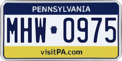 PA license plate MHW0975