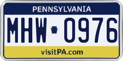 PA license plate MHW0976