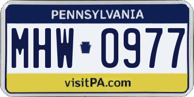 PA license plate MHW0977