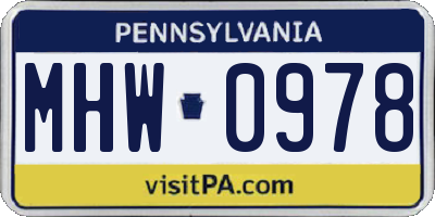 PA license plate MHW0978