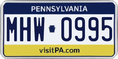 PA license plate MHW0995