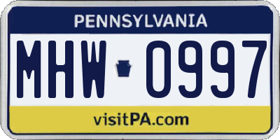PA license plate MHW0997