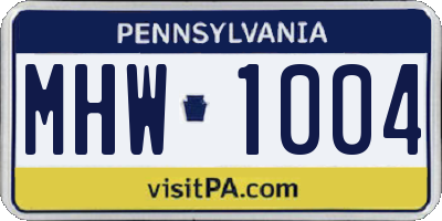 PA license plate MHW1004