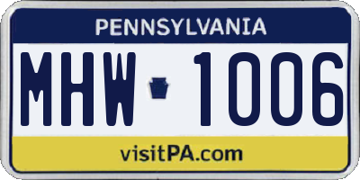 PA license plate MHW1006