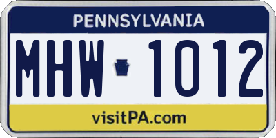PA license plate MHW1012