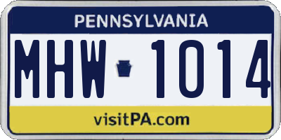 PA license plate MHW1014