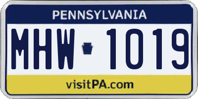 PA license plate MHW1019