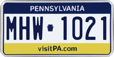 PA license plate MHW1021