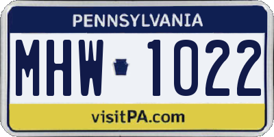 PA license plate MHW1022