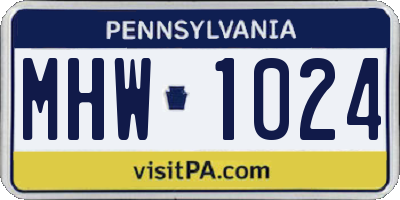PA license plate MHW1024