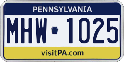 PA license plate MHW1025
