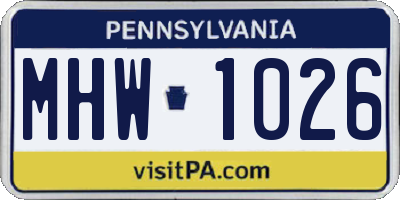 PA license plate MHW1026