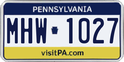 PA license plate MHW1027
